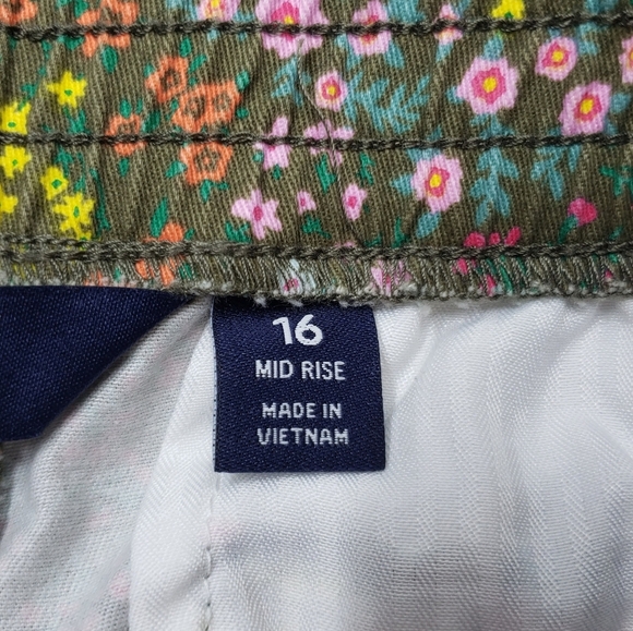 Lands' End Floral Print Bermuda Shorts Plus Size 16 Mid Rise Elastic Waist - Picture 7 of 12